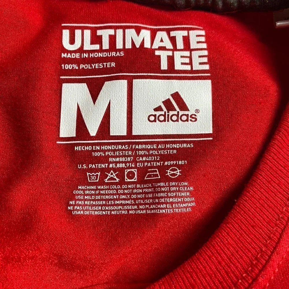 Adidas Mens Shirt Climalite Grove United Soccer Patch Red Short Sleeve Size M